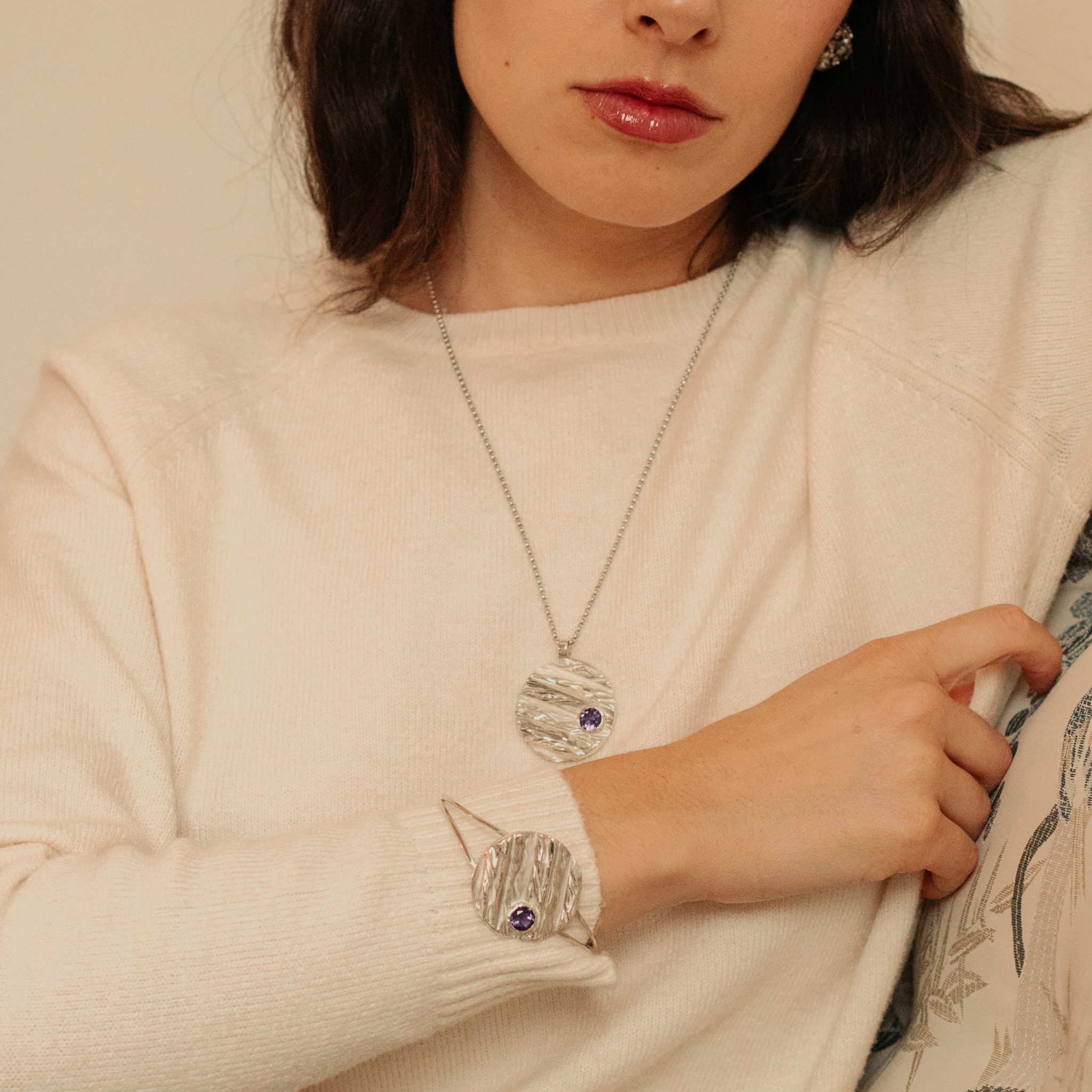 Wellen-Sklavenarmband mit Amethyst