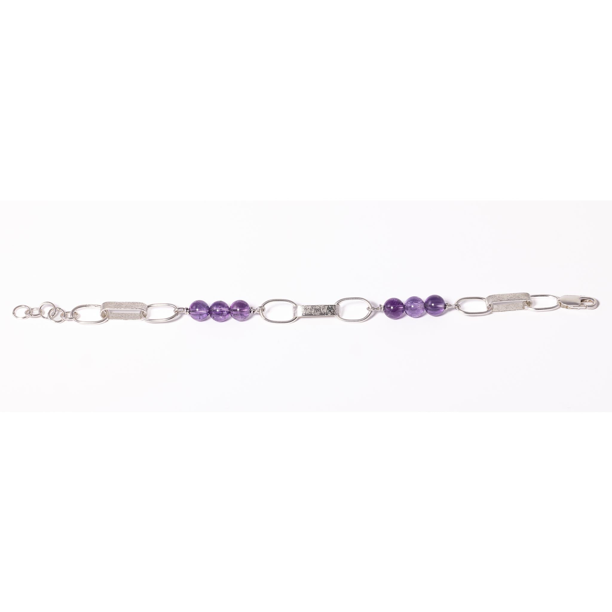 Armband mit abwechselndem Mesh-Einsatz und Amethyst