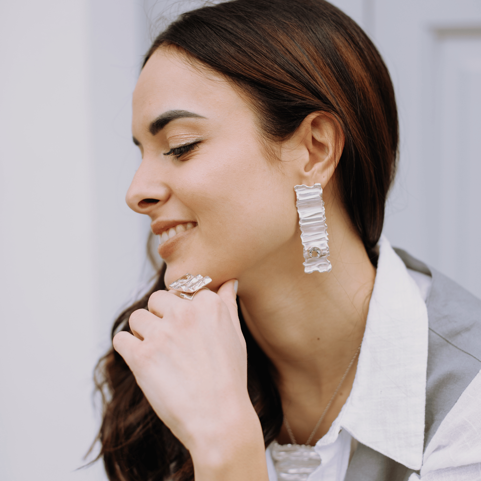 Rechteckige Wellenohrringe